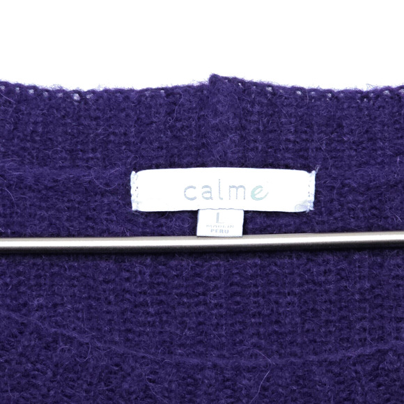CALME by Johnny Was Baby Alpaca Tunic Sweater Ribbed Oversized Eggplant Sz L - Picture 5 of 6